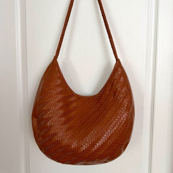 Bembien Bobbie Woven Leather Bag Sienna Cognac Brown - Picture 12 of 16